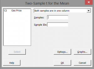 2 Sample-T Test in Minitab