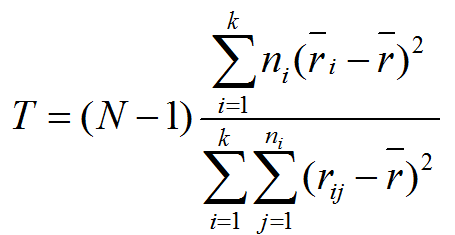 kruskal Wallis equation MTB