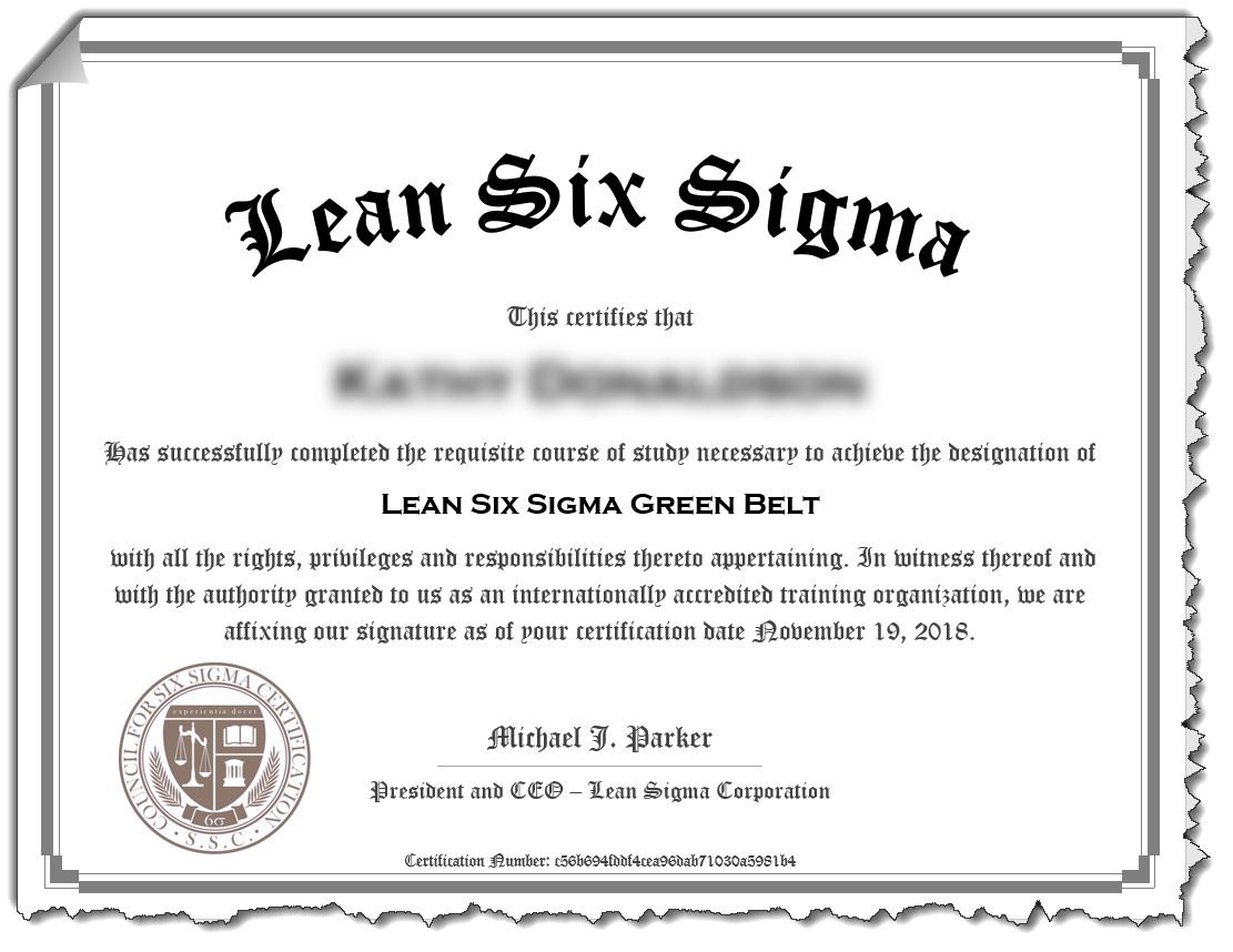 Lean Six Sigma Green Belt - Lean Sigma Corporation With Green Belt Certificate Template