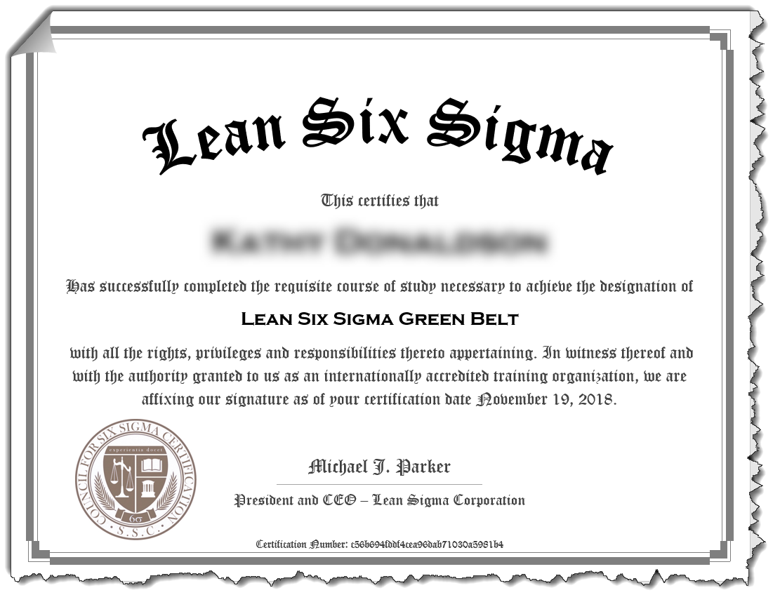 Lean Six Sigma Green Belt - Lean Sigma Corporation Within Green Belt Certificate Template